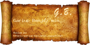 Gariup Benjámin névjegykártya